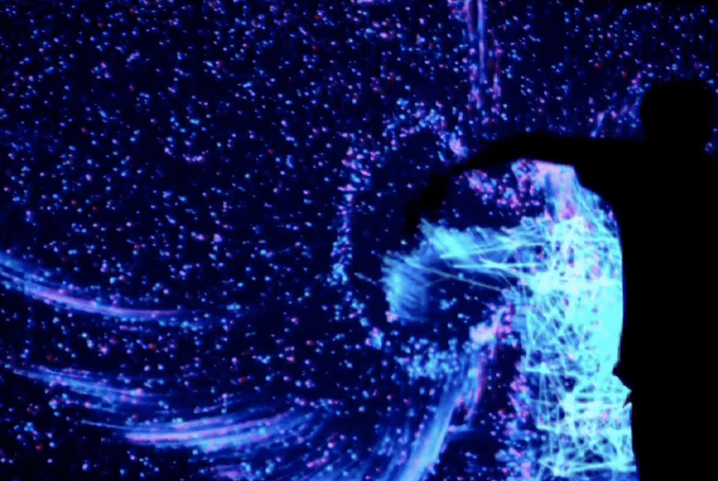 The microscopic picture zoomed in blue and black