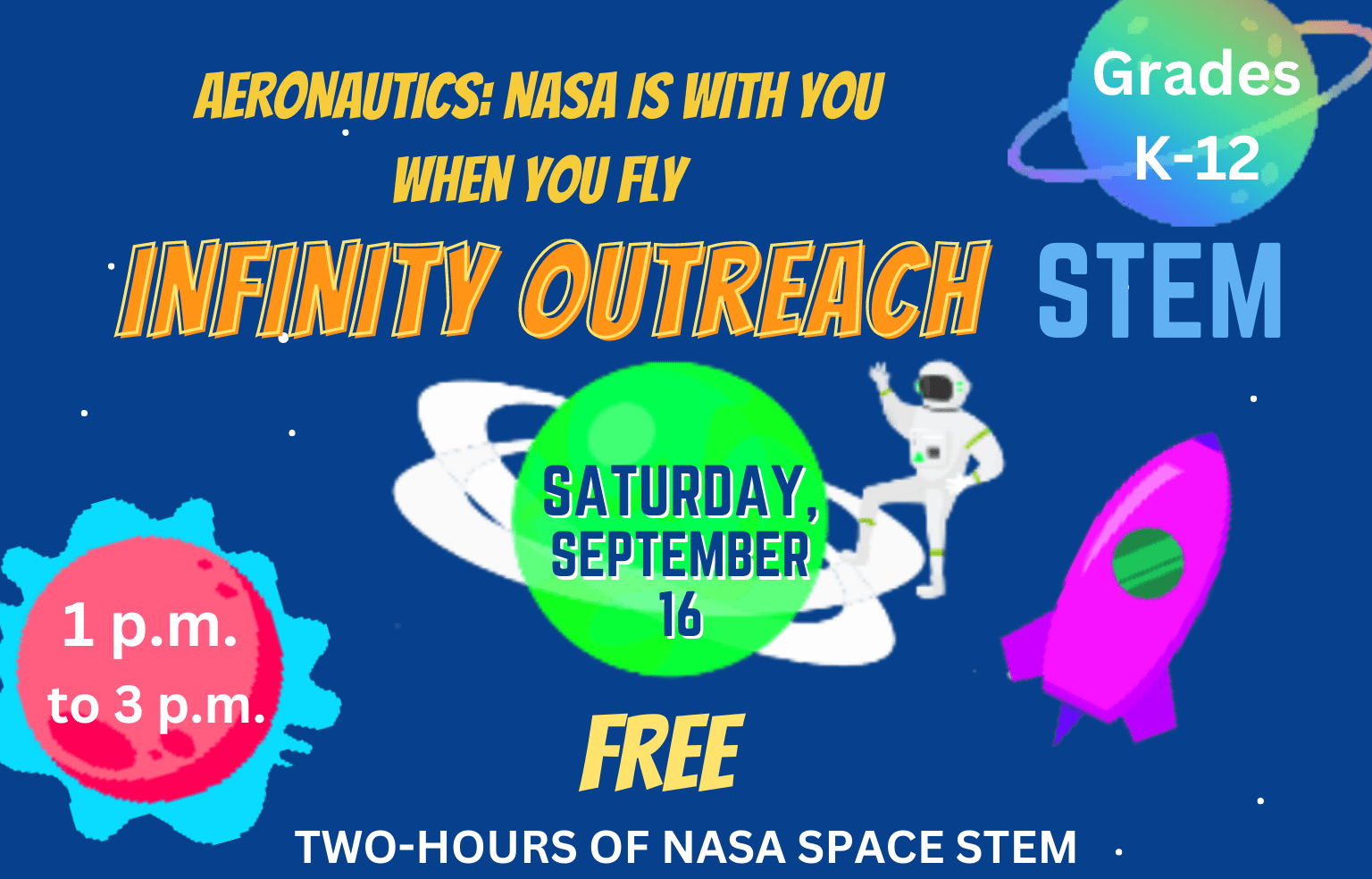 The flyer for the infinity outreach stem.