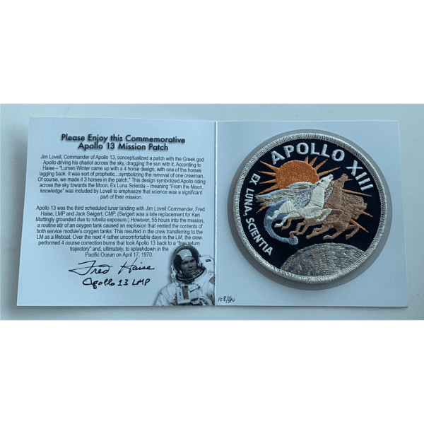 The Approach & Landing Patch autographed by Fred Haise commemorative coin.