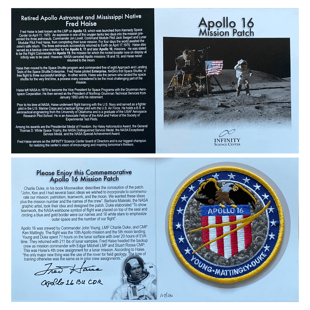 Apollo 13 Mission Patch Cards Autographed by Fred Haise commemorative booklet.