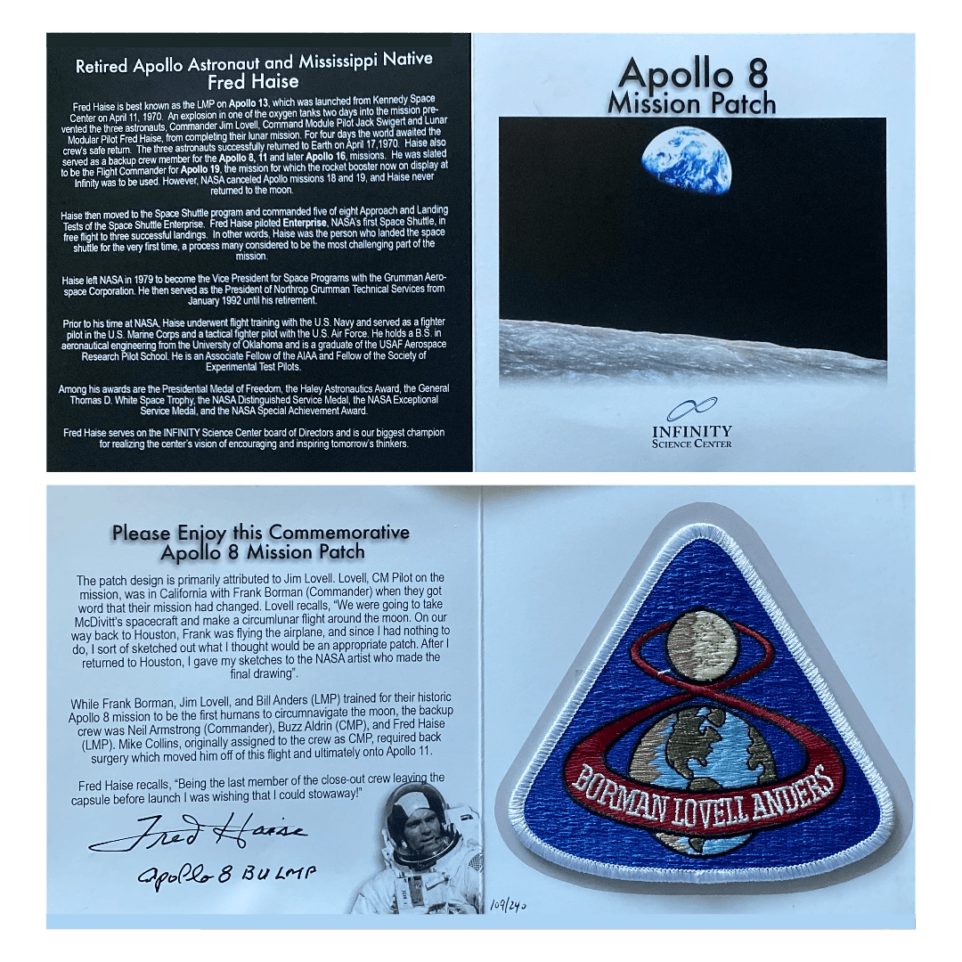 Apollo 13 Mission Patch Cards Autographed by Fred Haise commemorative patch.