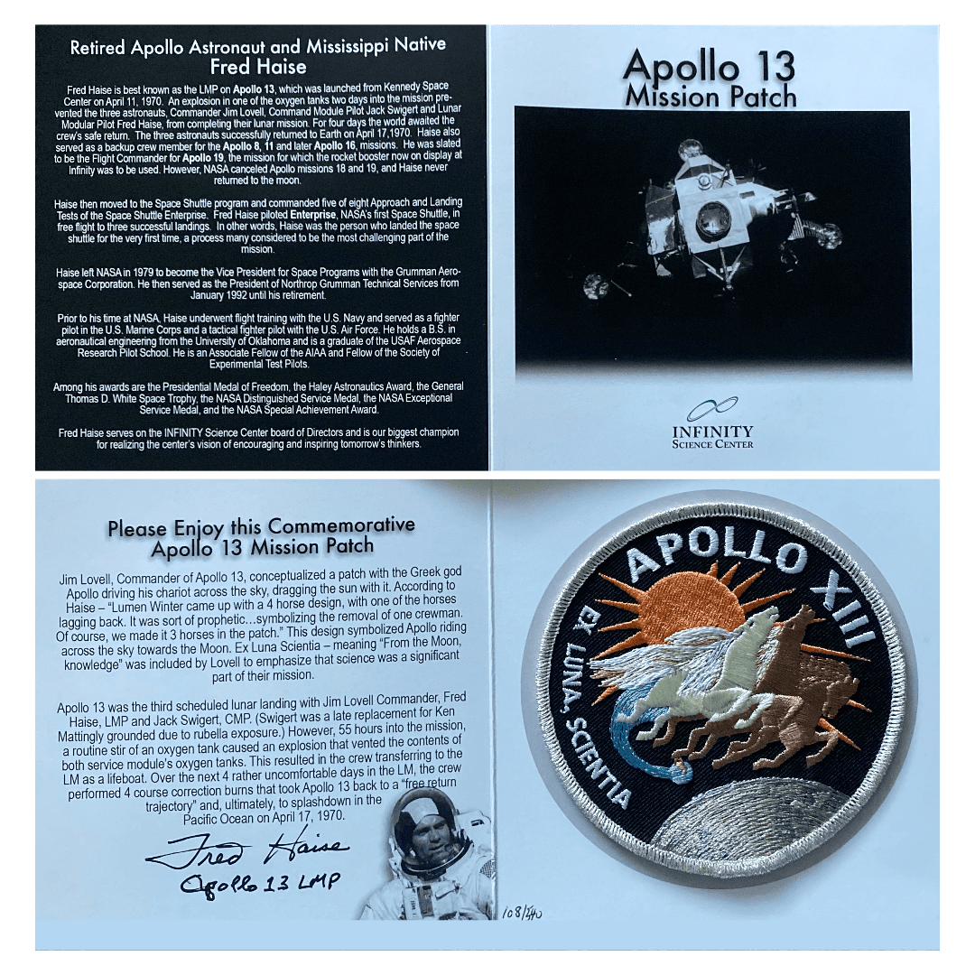 Apollo 13 Mission Patch Cards Autographed by Fred Haise commemorative coin set.